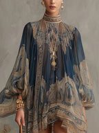 Artemisia™ Navy Baroque Print Mini Dress