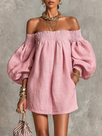 Rhoda™ Off-Shoulder Lantern Sleeve Mini Dress