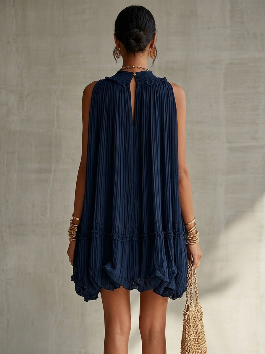 Marina™ Navy Chiffon Ruffle Mini Dress