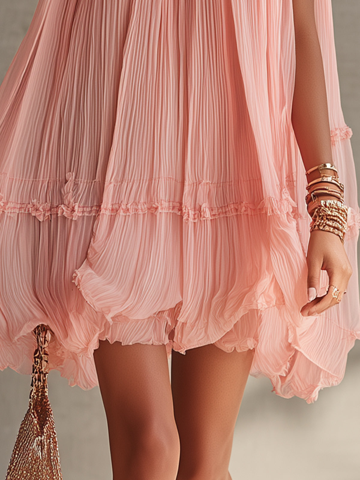 Aria™ Halter-Neck Ruffled Chiffon Mini Dress