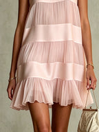 Rosalind™ Light Pink Pleated Chiffon Mini Dress