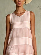 Rosalind™ Light Pink Pleated Chiffon Mini Dress