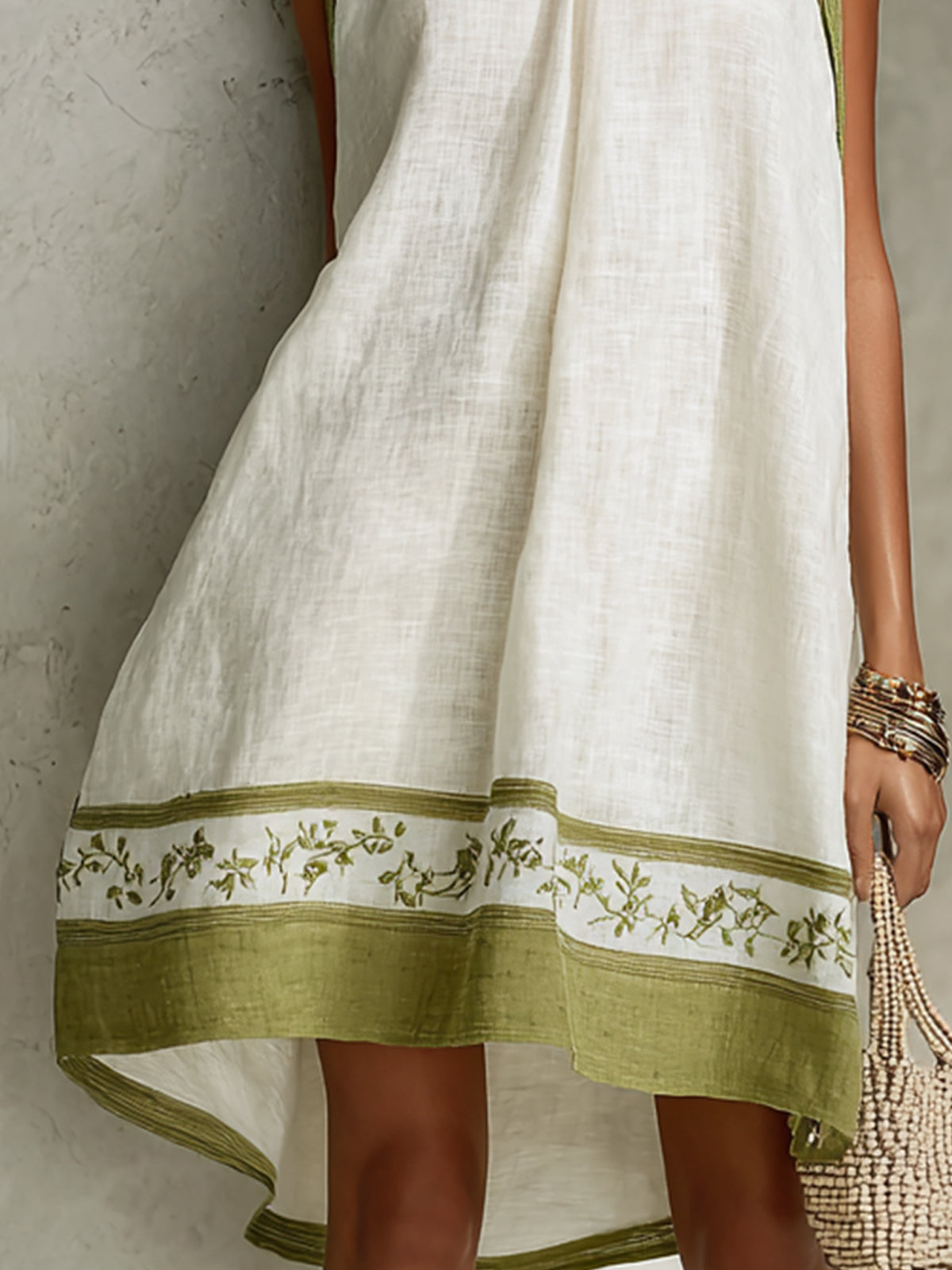 Olivia™ White Olive Floral Sleeveless Mini Dress