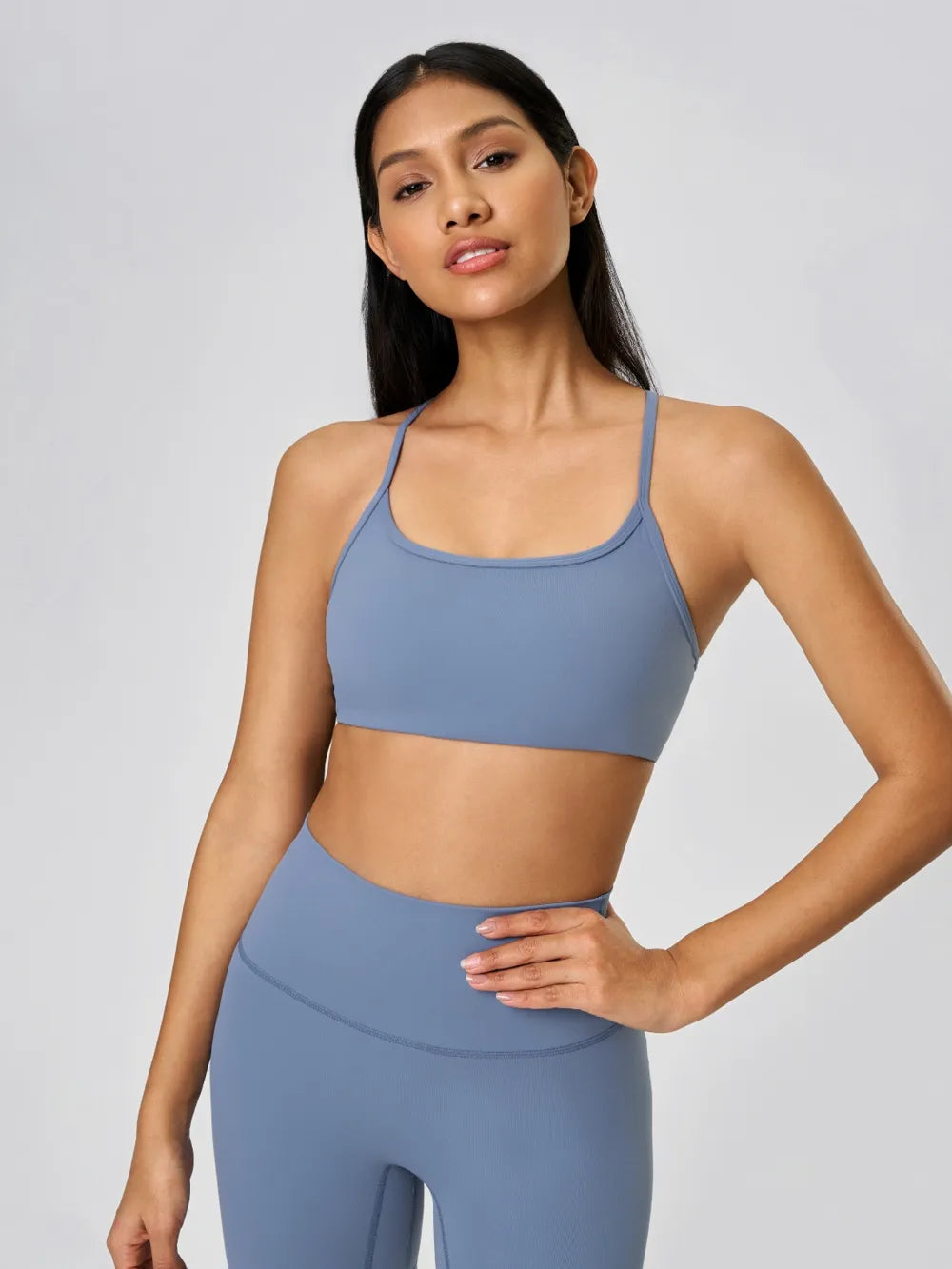 Norevielle Crisscross Back Active Cami with detachable chest pads, side view