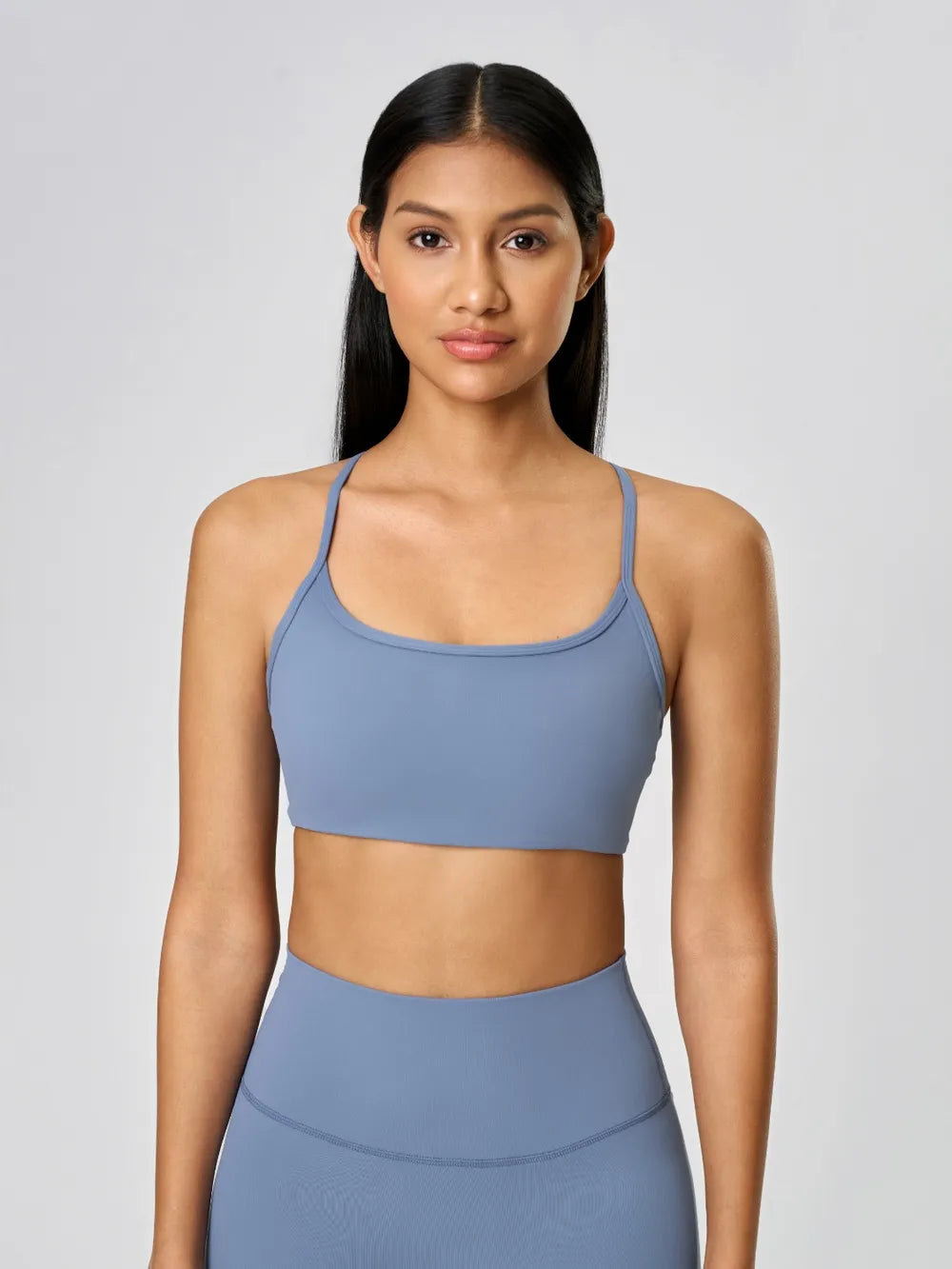 Norevielle Crisscross Back Active Cami, detachable chest pad detail