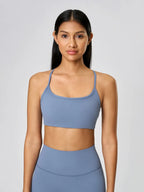 Norevielle Crisscross Back Active Cami, detachable chest pad detail