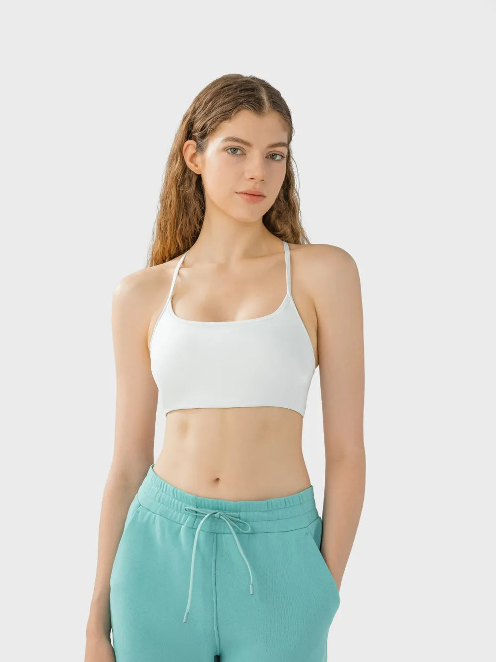 Norevielle Crisscross Back Active Cami with detachable chest pads